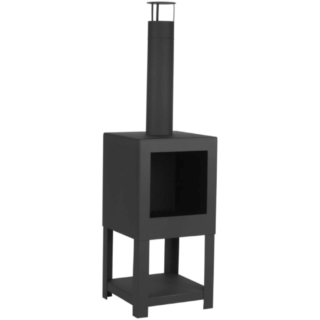 Steel Square Black Garden Terrace Heater With Wood Store